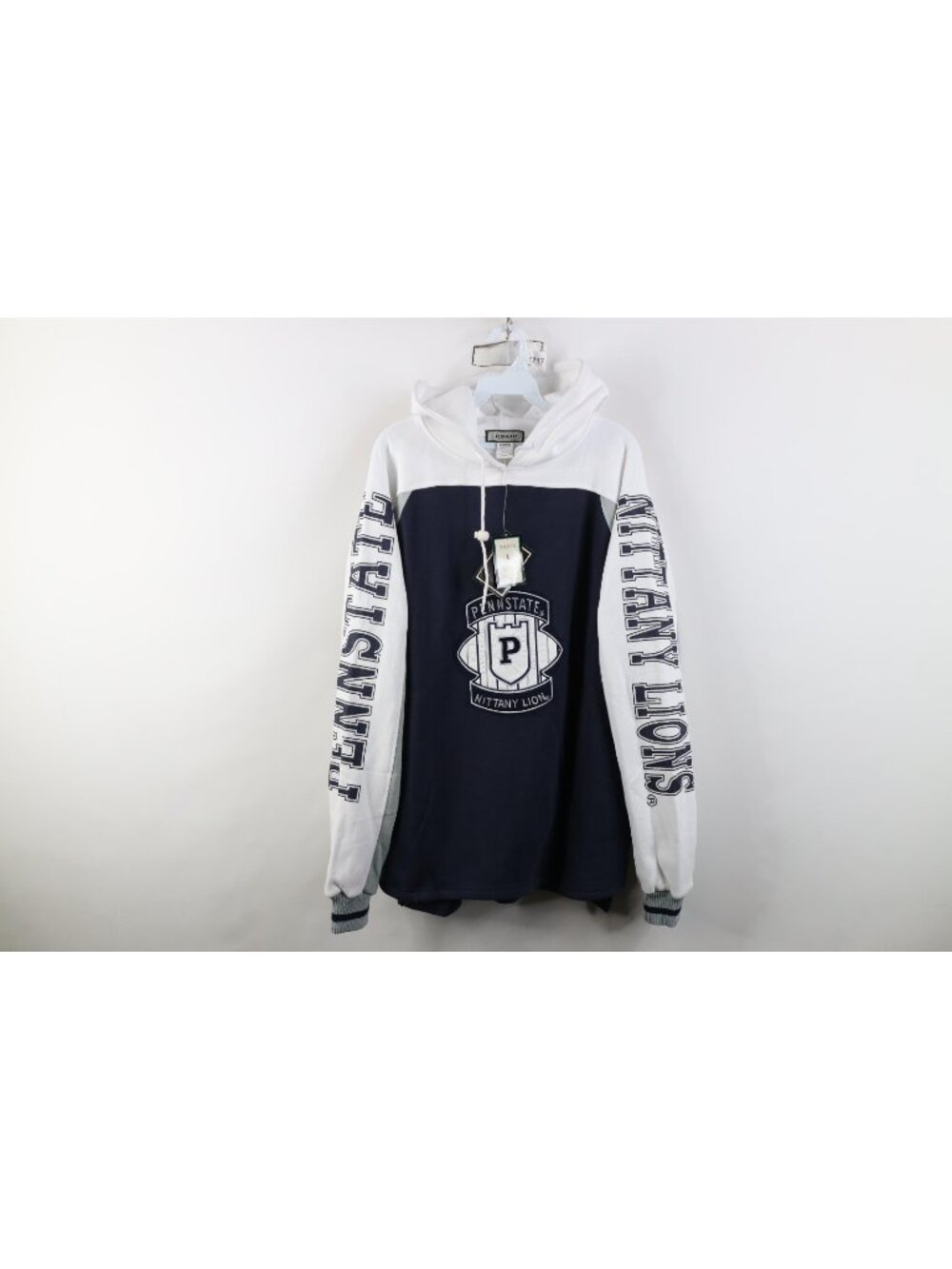 Deadstock Vintage 90s Mens Large Penn State University Hoodie Sweatshirt Blue